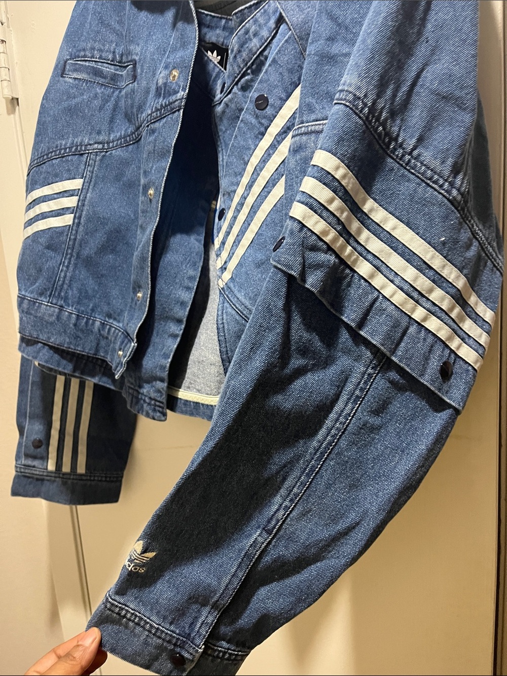 adidas Blue Denim Jacket with skirt with White Stripe Accents - Picture 2 of 10